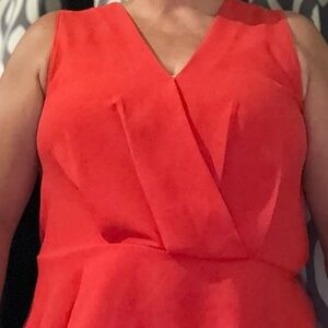 Elodie Red Sleeveless V-Neck Sheath Blouse